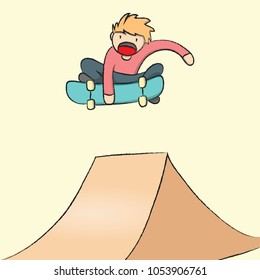 skateboard - skateboarder jump with hand draw style, skater