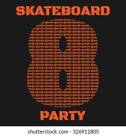 Skateboard, skateboarding, skateboard party, freestyle, sport typography, t-shirt graphics, poster, banner, flyer, postcard, vector concept