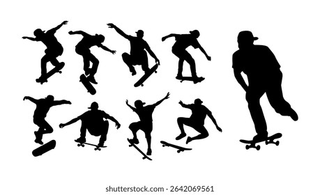 skateboard skater silhouettes set collection