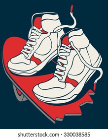 skateboard, skater, sneakers, skateboarding vector graphic design