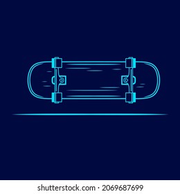 Skateboard skater vector line neon art potrait logo colorful design with dark background. Abstract graphic illustration. Isolated black background for t-shirt, poster, clothing, merch