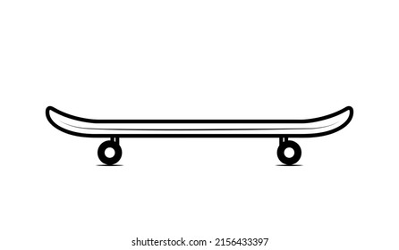 skateboard or skating surf board single black line icon, active extreme lifestyle, summer sport, vector illustration