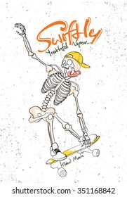 skateboard skeleton graphic tee print