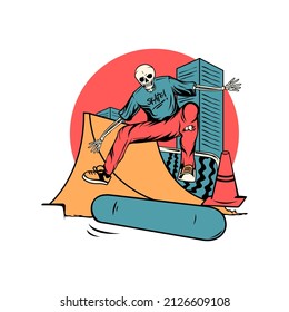 Skateboard Skeleton Outdoor Vektorgrafik
