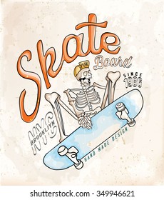 Skateboard Skeleton  Print 