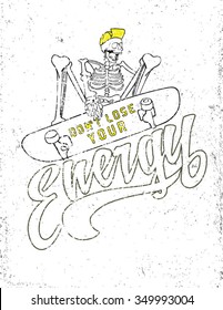 skateboard skeleton print label