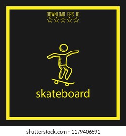 skateboard sketch vector icon
