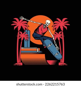 skateboard  skull park vector illustration