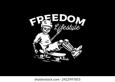 skateboard with skull stay cool illustrator artwork with street wear style
