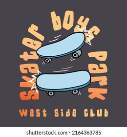 skateboard and slogan typography vector illustration