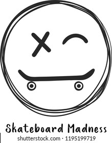 Skateboard Smile Graphic Design Vector