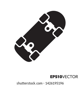 Skateboard solid black icon. Glyph symbol of leisure activity and fun sports. Sports equipment flat vector illustration.
