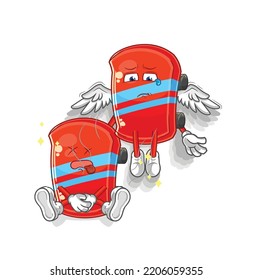 the skateboard spirit leaves the body mascot. cartoon vector