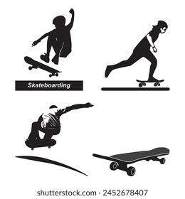 Diseño simple de la Ilustración vectorial del icono del deporte del skateboard