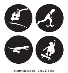 Diseño simple de la Ilustración vectorial del icono del deporte del skateboard