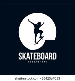 skateboard sport logo design silhouette