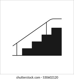 Skateboard stairs with rail symbol sign silhouette icon on background