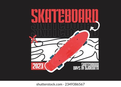Skateboard Streetwear Typography Urban Style Template Vector