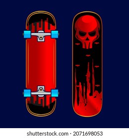 Skateboard style halloween vector line neon art potrait logo colorful design with dark background. Abstract graphic illustration. Isolated black background for t-shirt, poster, clothing, merch