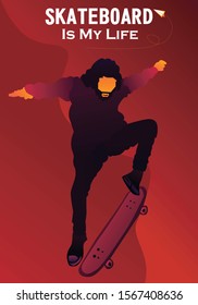 Skateboard Style Simple Design. Skateboard Is My Life.