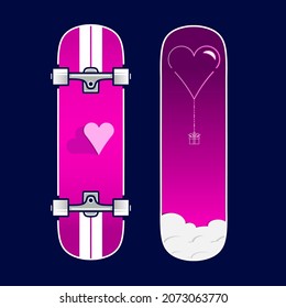 Skateboard style valentine vector love art potrait logo colorful design with dark background. Abstract graphic illustration. Isolated black background for t-shirt, poster, clothing, merch