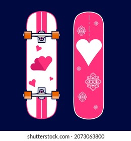 Skateboard style valentine vector love art potrait logo colorful design with dark background. Abstract graphic illustration. Isolated black background for t-shirt, poster, clothing, merch