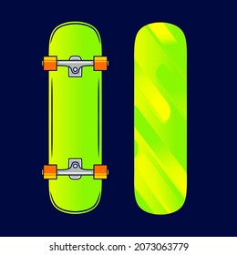 Skateboard-Stil Vektorlinie neon Art potrait Logo bunt Design mit dunklem Hintergrund. Abstrakte grafische Illustration. Einziger schwarzer Hintergrund für T-Shirt, Poster, Kleidung, Merch