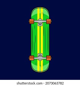 Skateboard-Stil Vektorlinie neon Art potrait Logo bunt Design mit dunklem Hintergrund. Abstrakte grafische Illustration. Einziger schwarzer Hintergrund für T-Shirt, Poster, Kleidung, Merch