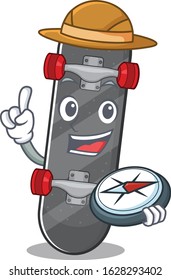 Skateboard stylized in Explorer having a compass
