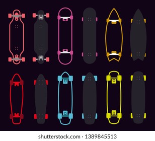 Skateboard Symbols Different Types Skateboard Icons Stock Vector ...