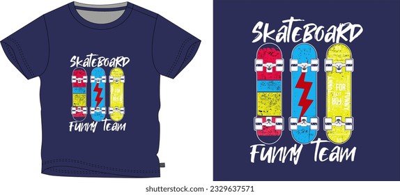 skateboard t shirt graphic design vector illustration \