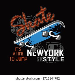 skateboard t shirt vector printing illustration
