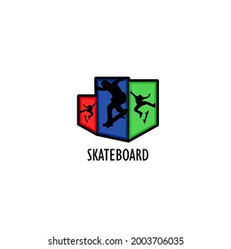 logotipo de diseño de símbolos de plantilla de skateboard