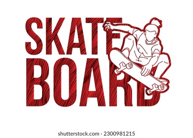 Skateboard Text Font Design Cartoon Graphic Vector