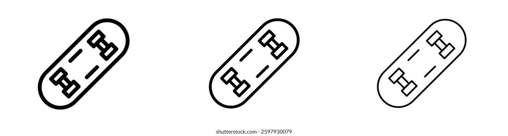 Skateboard thin line vector icon set.
