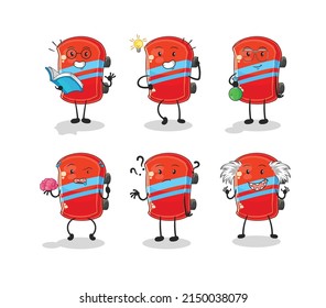 the skateboard thinking group character. cartoon mascot vector