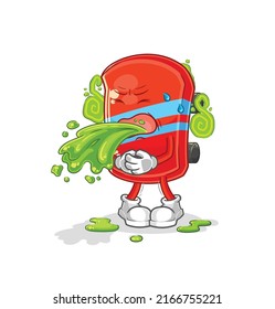 el skateboard vomita una caricatura. vector de mascota de dibujos animados