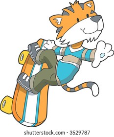 Skateboard Tiger Vector Illustration