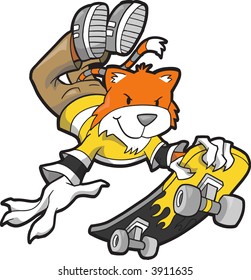Skateboard Tiger Vector Illustration