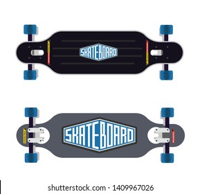 Skateboard top, bottom view  vector