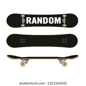 Skateboard top, side and bottom view 2