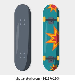 skateboard from top view isolated vector illustration
