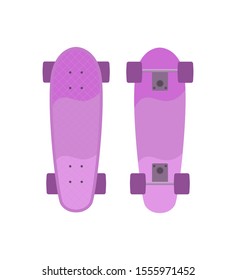 Skateboard with trendy print on both sides. Vector illustration