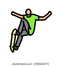 skateboard tricks color icon vector. skateboard tricks sign. isolated symbol illustration