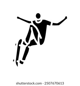 skateboard tricks glyph icon vector. skateboard tricks sign. isolated symbol illustration