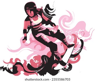 Skateboard Tricks. Vector illustration. Silhouette character.