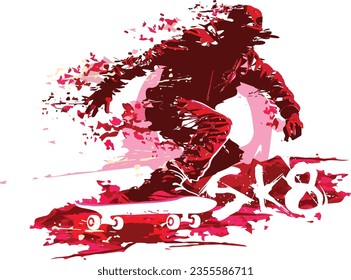 Skateboard Tricks. Vector illustration. Silhouette character.