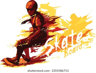 Skateboard Tricks. Vector illustration. Silhouette character.