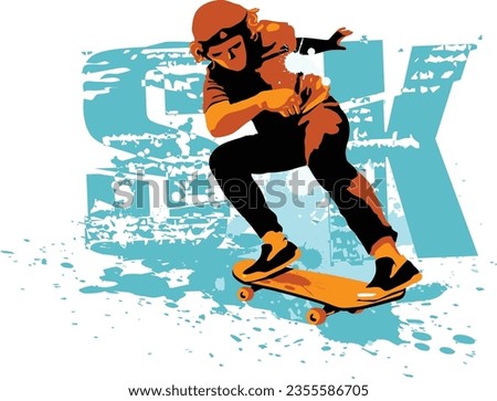 Skateboard Tricks. Vector illustration. Silhouette character.