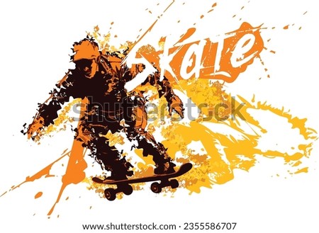 Skateboard Tricks. Vector illustration. Silhouette character.